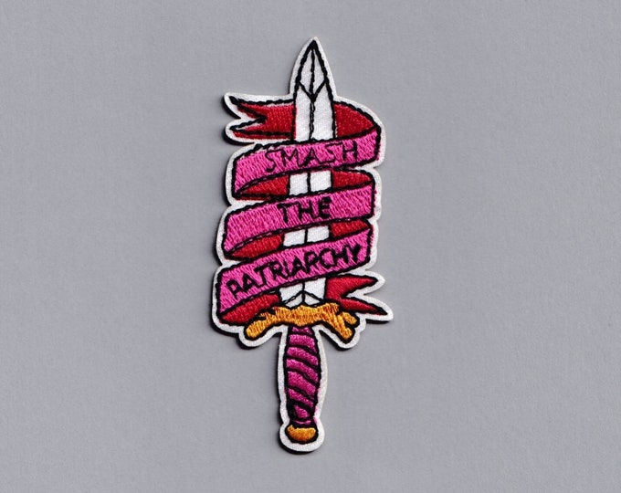 Embroidered Iron-on Smash The Patriarchy Dagger Patch Applique Feminist