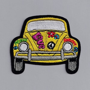 Embroidered Iron-On 60s Hippy Car Patch Peace Applique Patch