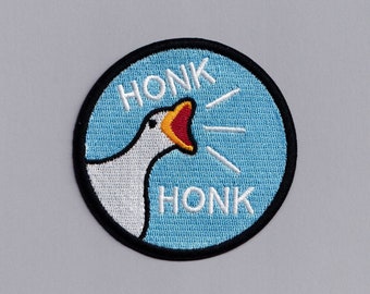 Honk Honk Angry Goose Patch Iron-on Embroidered Funny Goose Patch