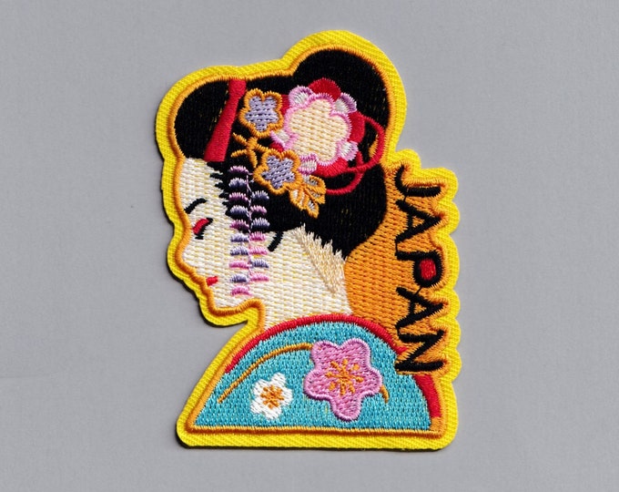 Embroidered Iron-on Japan Geisha Girl Patch Applique Travel Patch Backpacking Japanese