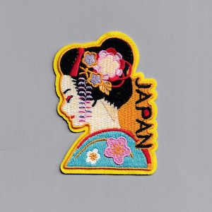 刺繍アイロン接着日本芸者ガールパッチアップリケ旅行パッチバックパッキング日本語