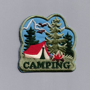 Large Green Camping Patch Iron-on Embroidered Campers Tent Patch Applique