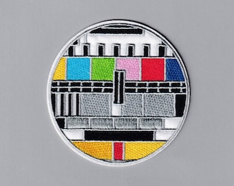 Retro Embroidered TV Test Card Patch Applique 80s