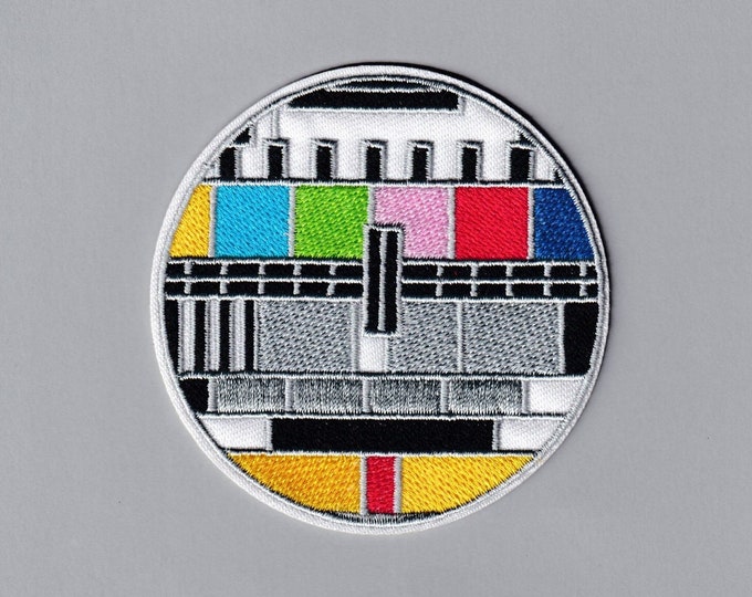 Retro Embroidered TV Test Card Patch Applique 80s