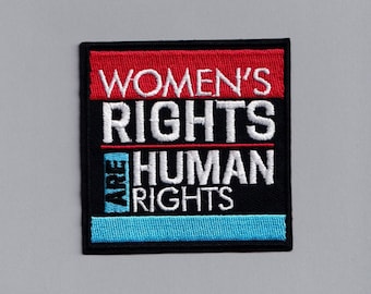 Parche termoadhesivo bordado "Los derechos de las mujeres son derechos humanos" con el lema "Feminista".