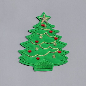 Christmas Tree Patch Gold Tinsel Xmas Tree Iron on Applique Patches