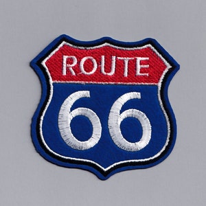 Large Route 66 Patch Applique Iron-on Embroidered Roadtripping Travel Patch USA