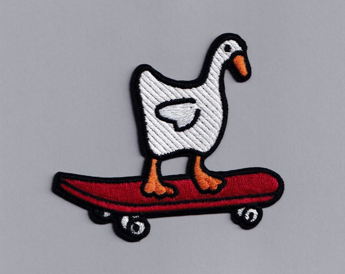 Skateboarding Duck Patch Embroidered Iron-on Duck Goose Patch Applique