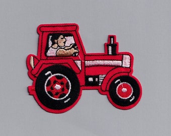 Embroidered Red Tractor Patch Kids Iron-on Patch Applique