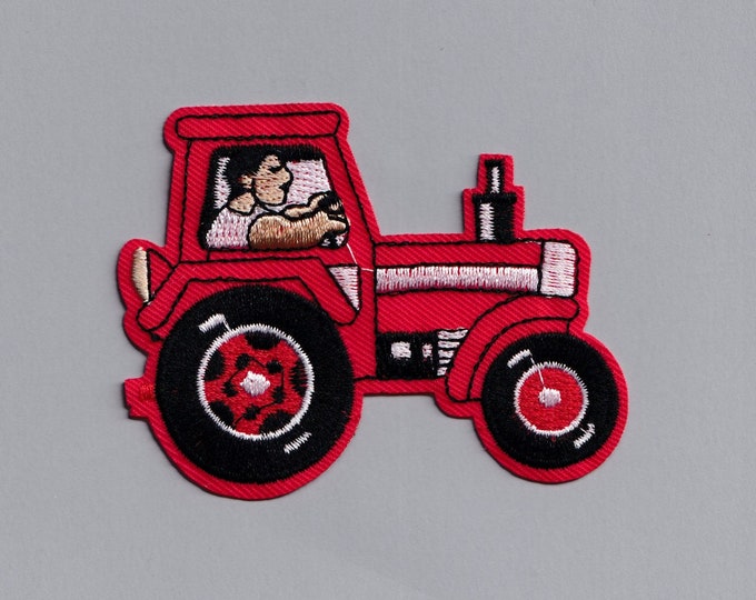 Embroidered Red Tractor Patch Kids Iron-on Patch Applique