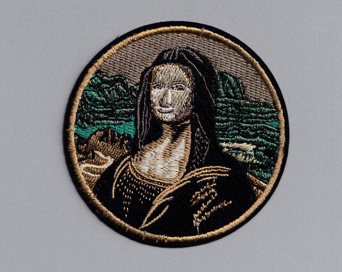 Embroidered Mona Lisa Patch Iron On Fine Art Gift Leonardo da Vinci Applique Badge Patch