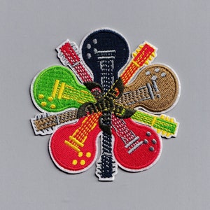 Large Embroidered Iron-on Guitar Patch Applique Music Hippy