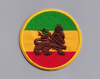 Lion of Judah Patch Red Gold and Green Rasta Reggae Applique Patches