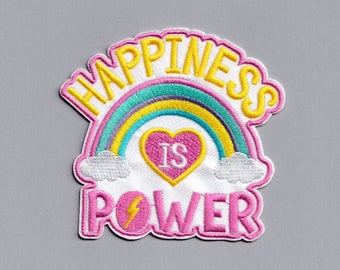 Colourful Happiness Is Power Patch Applique Positive Message Happy Patch