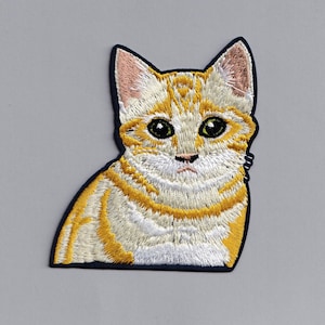 Embroidered Ginger Cat Patch Iron-on Kids Orange and White Tabby Cat Applique Patch