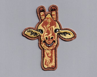 刺繍入りアイロン接着キリンヘッドパッチアップリケキリン