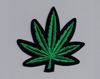 Petite Green Marijuana Leaf Patch Iron-on Embroidered Cannabis Weed Applique Patch