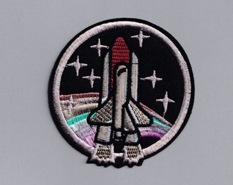 Embroidered Iron-on Space Shuttle Patch Applique Kids Space Travel Patches