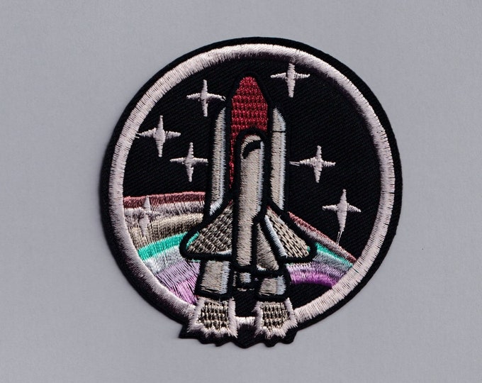 Embroidered Iron-on Space Shuttle Patch Applique Kids Space Travel Patches