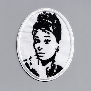 Large Oval Audrey Hepburn Patch Iron On Applique Badge Patch Hollywood Icon