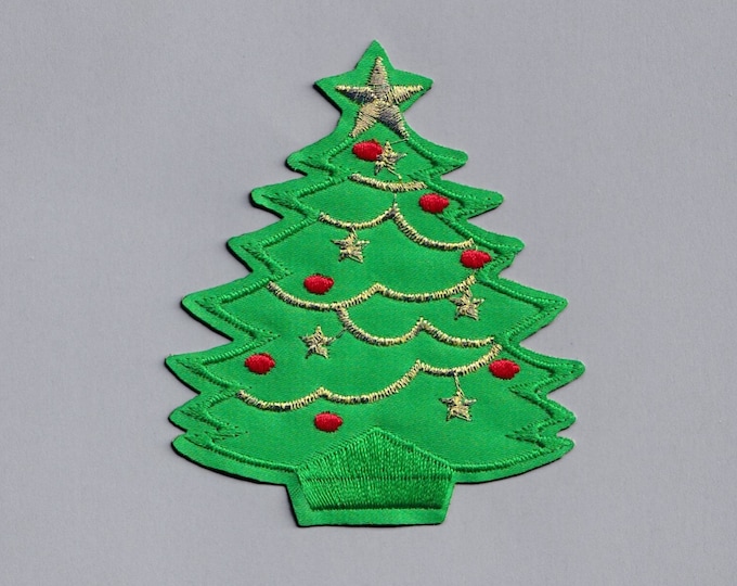 Christmas Tree Patch Gold Tinsel Xmas Tree Iron on Applique Patches