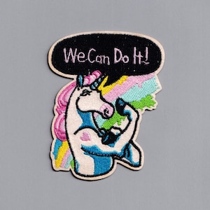 We Can Do It Unicorn Patch Rosie The Riveter Feminist Applique Patches