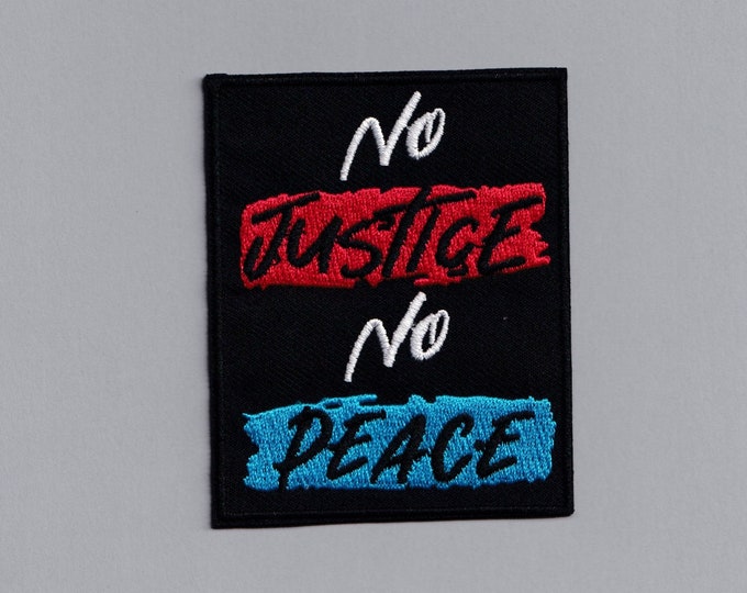 Embroidered Iron-on 'No Justice No Peace' Protest Patch Applique Activist BLM Anti-Racism