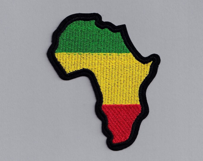 Embroidered Tricolour Rasta Africa Map Patch Iron-on African Continent Applique Patch