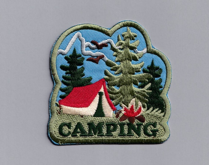 Large Green Camping Patch Iron-on Embroidered Campers Tent Patch Applique