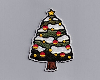 Iron-on Christmas Tree Patch Embroidered Xmas Tree Baubles Patches