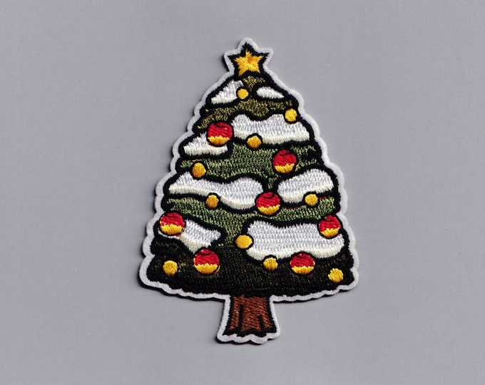 Iron-on Christmas Tree Patch Embroidered Xmas Tree Baubles Patches