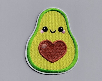 Happy Avocado Patch Applique Large Embroidered Iron-on Cute Avocado Patches