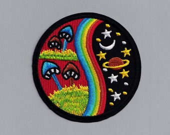 Large Iron On Magic Mushroom Patch Hallucinogenic Psychedelic Hippy Mushroom Patch Applique