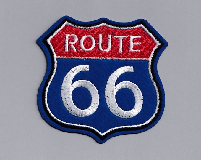 Large Route 66 Patch Applique Iron-on Embroidered Roadtripping Travel Patch USA