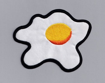 Large Embroidered Fried Egg Patch Iron-on