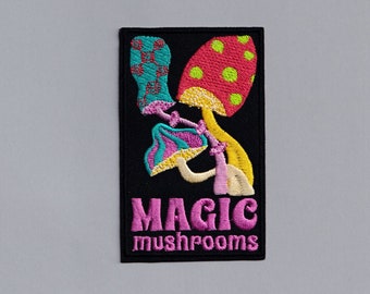 Magic Mushrooms Patch Iron-on Embroidered Hippy Shrooms Patches Applique