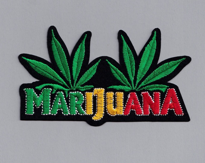 Large iron-on Tricolour Marijuana Patch Embroidered Rasta Weed Patch Applique