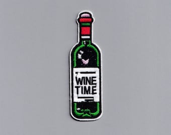 Embroidered Iron-on Wine Time Patch Applique Wine Drinkers Gift