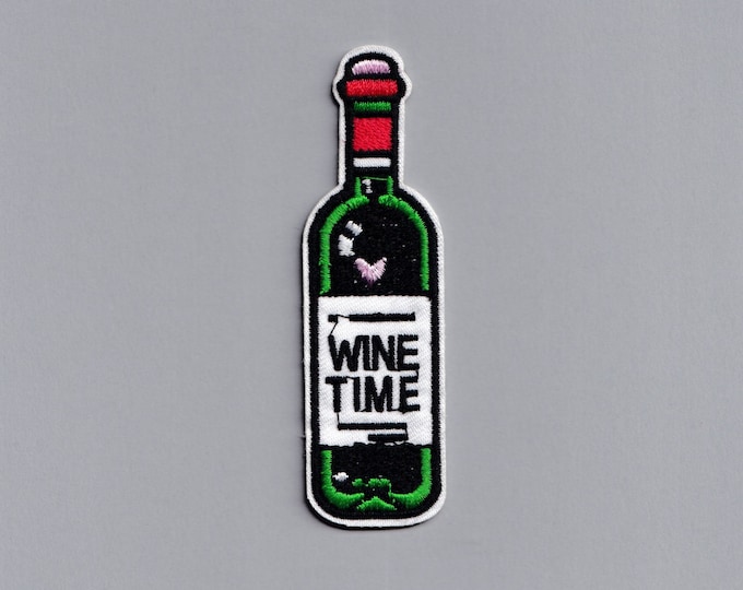 Embroidered Iron-on Wine Time Patch Applique Wine Drinkers Gift