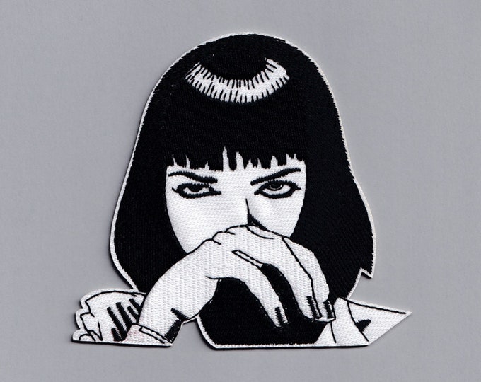 Pulp Fiction Patch Mia Wallace Embroidered Iron-on Patch Applique Film Movie