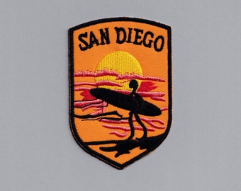 San Diego Surfing Stryk-på-lapp Resemärke Applikation Backpacking Kalifornien