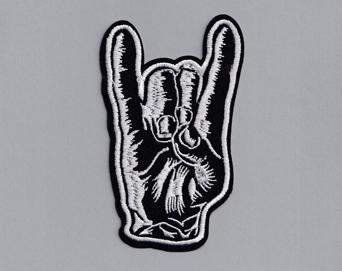 Embroidered Rock Fingers Patch Embroidered Sign of the Horns Devil Hand Music Patch Applique