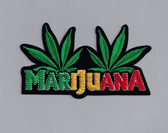 Large iron-on Tricolour Marijuana Patch Embroidered Rasta Weed Patch Applique