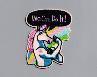 We Can Do It Unicorn Patch Rosie The Riveter Feminist Applique Patches