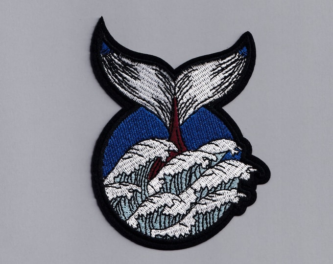 Large Blue Whale Tail Patch Ocean Sea Life Patch Applique