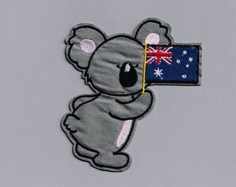 Koala Bear Australia Flag Patch Embroidered Iron-on Patch Applique Australian Backpacking