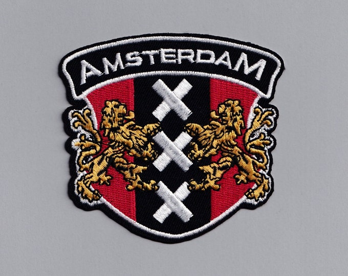 Embroidered Amsterdam City Crest Patch Holland Travel Emblem Applique Patch Backpacking