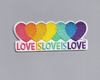 Large Love Is Love Is Love LGBTQ Gay Pride Patch Applique Rainbow Flag
