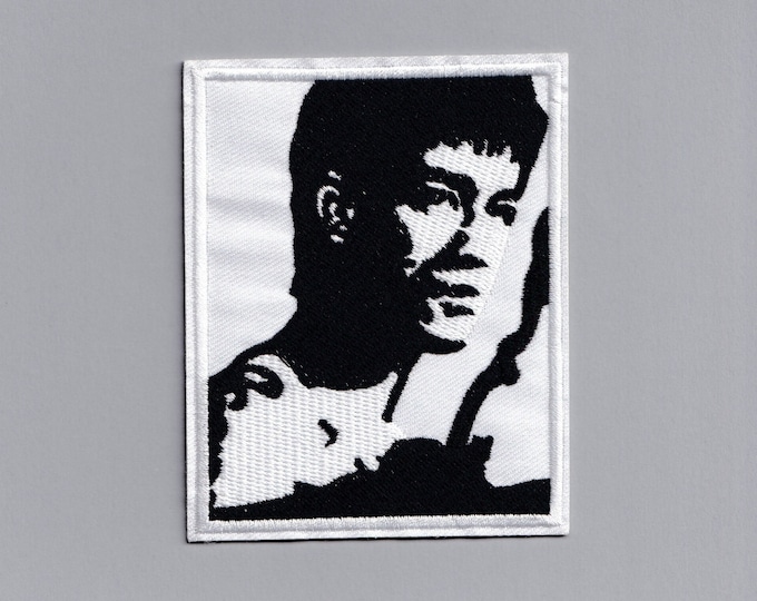 Large Iron On Bruce Lee Patch Embroidered Kung Fu Movie Film Patch Applique