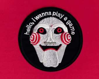 Serial Killer | Jigsaw | Horror Movie | Halloween | Doll | Scary | Murder | Play Game Saw Billy The Puppet Iron-On Embroidered Patch Badge